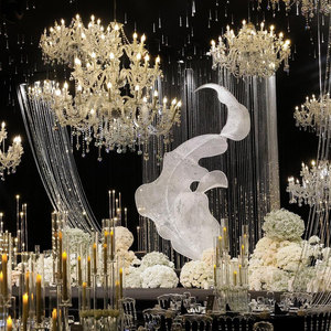 Decoración de Techo Circular Romántica LANJO para Bodas con Cortinas de Cristal Plateado y Lentejuelas para el Escenario Nupcial - Product Image 1