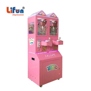 Lifun fabrika küçük mini 2 oyuncu çift mini pençe makinesi sikke işletilen ödül fatura alıcı ile oyuncak otomatı bebek makinesi