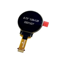 وحدة عرض OLED دائرية مقاس 0.75 بوصة، 128×128 أبيض، مع وحدة تحكم SSD1327، واجهة SPI/I2C، وحدات LCD