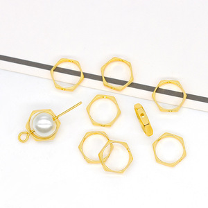 Hexagonal Copper <b>Ring</b> 18K Gold Plated Spacer Bead DIY Jewelry Finding Accessory - Product Image 3