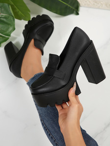 Zapatos de tacón grueso de boca profunda para mujer YT, talla grande, otoño 2026, nueva llegada, tacones altos de suela gruesa para tallas pequeñas - Product Image 6