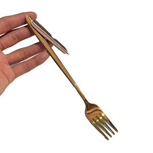 Fourchette en acier inoxydable 304 à long manche, style américain, finition miroir, pour service de table (ramen, salade, fruits, steak) - Product Image 1