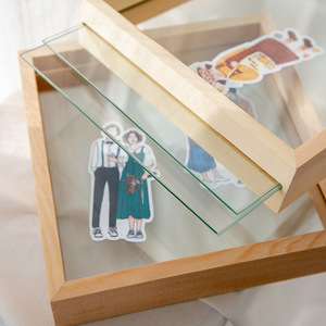Wooden Acrylic <b>Photo</b> <b>Frame</b> Rectangle Single Layer Glass Durable Tabletop Display Living Room Bedroom Study - Product Image 3