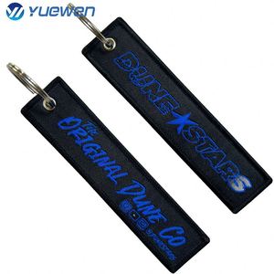 Promotional Gifts <b>Custom</b> Own Brand Logo Cheap Jet Tag Fabric Embroidery Car Keychains Woven Keychain - Product Image 4