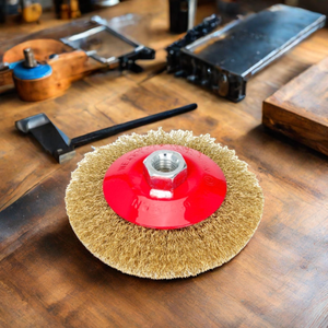 Brosse à fil conique de 75 mm / 3 pouces, fil recouvert de laiton, filetage M14 pour le nettoyage des coins et l'élimination de la rouille, fournitures d'atelier métallique - Product Image 4