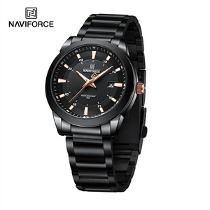 Reloj NAVIFORCE 8029 <span class=keywords><strong>BBB</strong></span> para Hombre, Totalmente Negro, Esfera Grande, Cuarzo, Casual, con Fecha, Correa de Acero Inoxidable, Manecillas Luminosas - Product Image 2