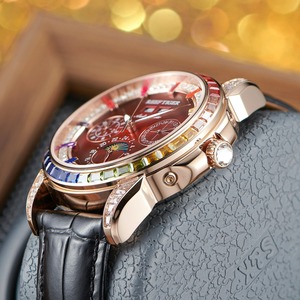 REEF TIGER RGA1988 <span class=keywords><strong>Orologio</strong></span> <span class=keywords><strong>Automatico</strong></span> da Uomo Multifunzione con Fasi Lunari, Cassa <span class=keywords><strong>in</strong></span> <span class=keywords><strong>Oro</strong></span> Rosa, Lunetta con Diamanti Arcobaleno e Cinturino <span class=keywords><strong>in</strong></span> Pelle, Stile Classico e Alla Moda - Product Image 2