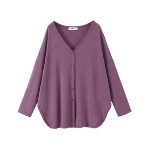 Happy Hut Cárdigan de manga larga con cuello en V para mujer, talla grande, corte holgado, chaqueta de punto fino, top Runqi N8762 - Product Image 4