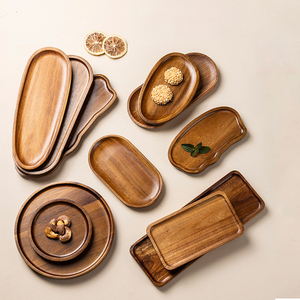 Vassoio ovale di lusso piatto decorativo in legno di Acacia piatto per tè frutta e verdura pane torta <span class=keywords><strong>da</strong></span> Dessert Premium stoviglie - Product Image 5
