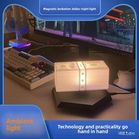 Lampe LED 3D à lévitation magnétique en forme de lune, design moderne, avec base rotative, motif billet de banque, pour chambre et bureau