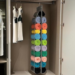 <b>Hanging</b> Closet Organizer Multi Compartment Storage Bag For <b>Wardrobe</b> Clothing Non Woven Fabric Grey Rectangular Hook Type - Product Image 2