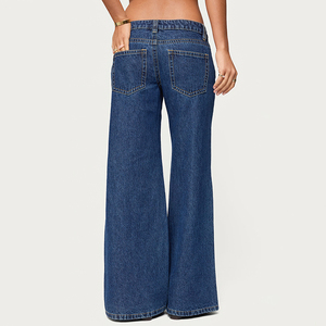 <span class=keywords><strong>Jean</strong></span> <span class=keywords><strong>taille</strong></span> <span class=keywords><strong>basse</strong></span> pour <span class=keywords><strong>femme</strong></span> de haute qualité, coupe large, bleu foncé délavé, idéal printemps-été – Grande Vente - Product Image 4