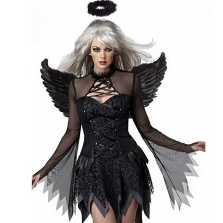 Il commercio all'ingrosso di Halloween Cosplay Vestito Angolo Bianco e Nero Vampire Costume Vestito