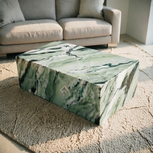High End Polished Surface Premium Cloudy Green <b>Marble</b> Coffee <b>Table</b> Modern Plinth Side Living Room Furniture - Product Image 5