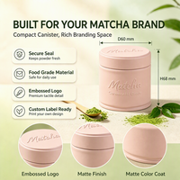 Boîtes hermétiques de 30 grammes pour matcha, de couleur rose, avec couvercle à vis gaufré — Emballage en boîte métallique pour