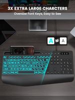 Teclado con Cable OEM ODM de Letras Grandes con Reposamuñecas Ergonómico, Retroiluminación de 7 Colores, Soporte para Teléfono, Teclado para Computadora K21 Pro con Tamaño Extra Grande