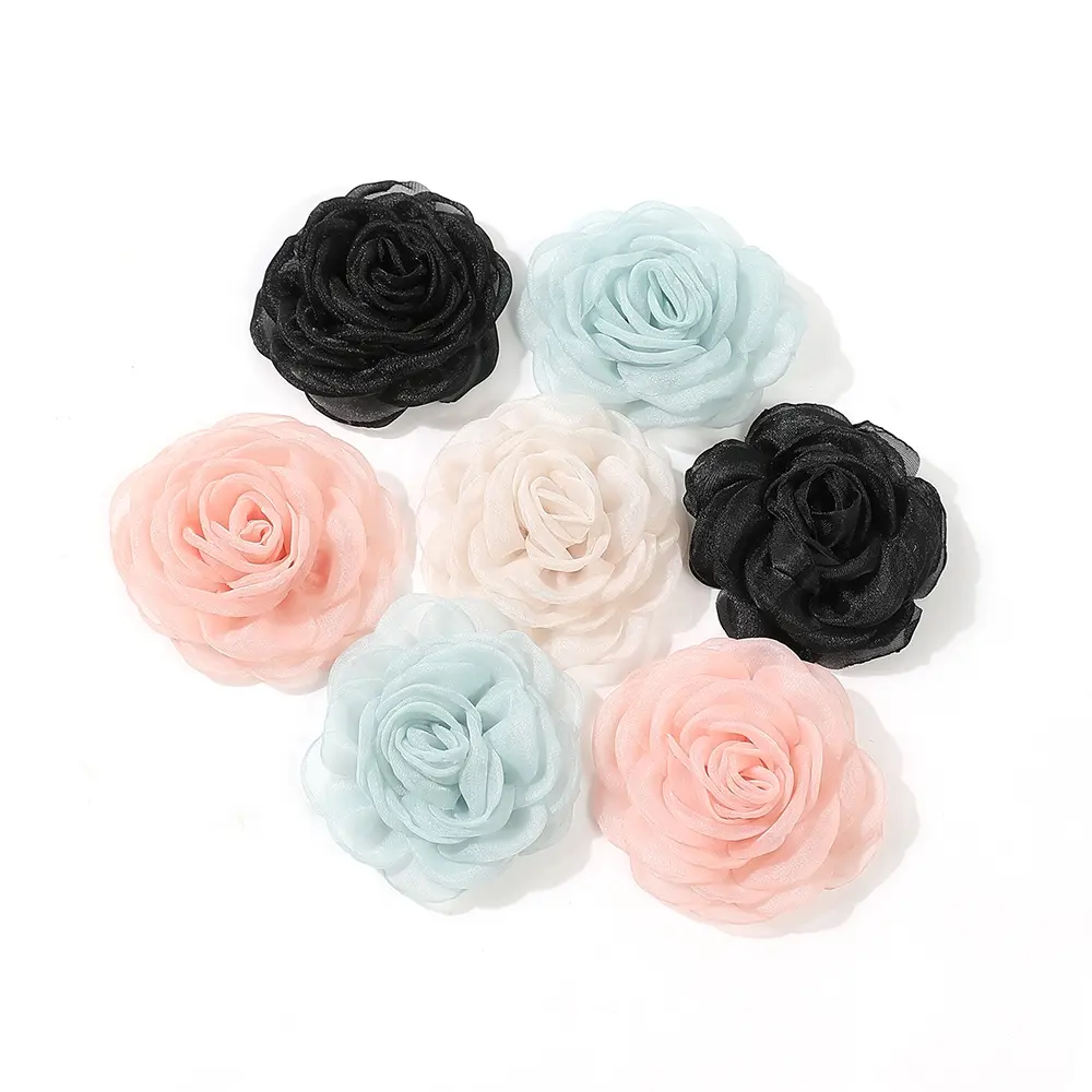 한국어 새로운 간단한 동백 원사 꽃 패브릭 인공 꽃 DIY 수제 헤어 클립 의류 모자 액세서리 기질