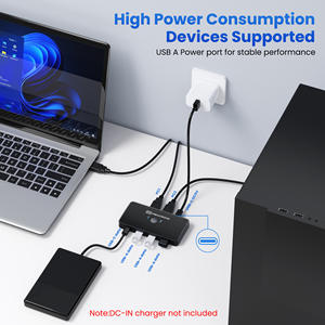 Conmutador <span class=keywords><strong>KVM</strong></span> <span class=keywords><strong>USB</strong></span> 3,0 y Puerto <span class=keywords><strong>USB</strong></span> <span class=keywords><strong>C</strong></span> con 3 puertos, 2 ordenadores, 4 dispositivos disponibles en stock - Product Image 4