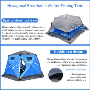Tente de pêche sur glace en coton, cubique à double porte, épaisse, de luxe en hexagone, Oxford 210D, pour 6 à 8 personnes, hiver - Product Image 3