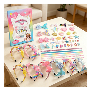 Kids Hair Hoop Craft Set <b>Unicorn</b> Butterfly Pearls Mesh Ribbon Charm Decoration Party <b>Present</b> Activity Pack Toy - Product Image 3