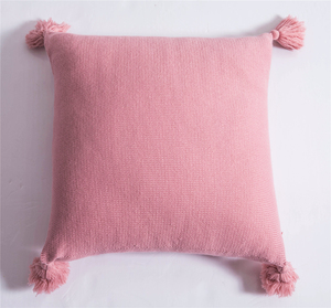 Macaron 100% coton taie d'oreiller confortable housse de coussin décoratif maison canapé housse de coussin avec pompon - Product Image 4