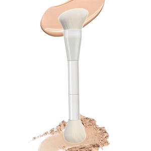 Double End Angled Foundation Blush Makeup Brush White Plastic Handle Concealer Face Professional Cosmetic Beauty Brush - Product Image 6