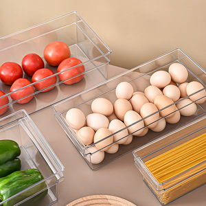 Refrigerator <b>Freezer</b> Drawer Organizer Rectangle Food Storage <b>Box</b> With Lattice For Egg And Vegetable Preservation - Product Image 1
