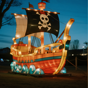 Lanterne en forme de bateau recouverte de soie durable et étanche pour les fêtes de <span class=keywords><strong>quai</strong></span> en plein air Backyard Summer Nights Festive Decor Thanksgiving - Product Image 4