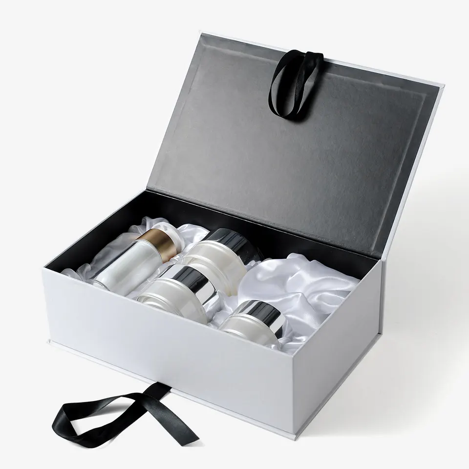 Benutzer definierte Luxus-Hautpflege-Kosmetik-Verpackungs box für Kosmetik-Set Handgemachtes Emballage Kosmetisches Rechteck-beschichtetes Papier Akzeptabel