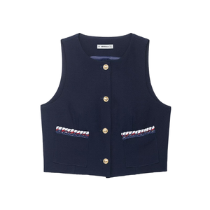 2025 <b>Women's</b> Vintage <b>Waistcoat</b> Chic Tops Casual Chic Sleeveless Coat with Lace Decoration Fancy Trims New Fashion - Product Image 5