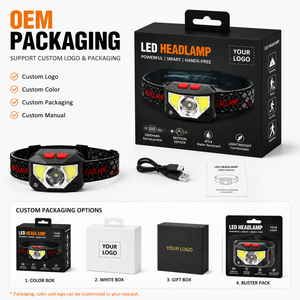 高功率 Type-C 可充电 LED 头灯 带运动传感器 8 种模式 防水头灯 适用于露营、远足、户外工作 - Product Image 1