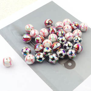 Perles en vrac acryliques en gros 16MM perles en vrac acryliques de football plaquées UV pour la fabrication de bijoux - Product Image 4