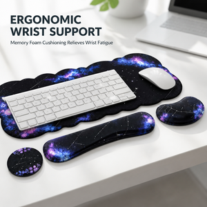 Tapis de souris gaming 4-en-1 ergonomique avec repose-poignets doux pour clavier et souris, et sous-verre anti-déversement – Fabrication ODM - Product Image 4