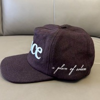 Casquettes Snapback Vintage OEM ODM en Laine Personnalisées à 5 Panneaux Non Structurées avec Broderie de Logo Streetwear à Profil Bas