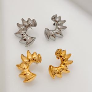 2024ダザン新しいHOT18kゴールドメッキ低刺激性ステンレス鋼ヴィンテージサンサイクロンボーンイヤリングビーチジュエリー - Product Image 6