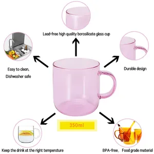 الكورية الساخن بيع شفافة القهوة قدح زجاجي مخصص شعار الحليب المعزولة زجاج حائط فردي كأس أكواب