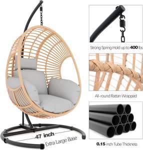 Dwoo Extérieur Intérieur Moderne Patio Balançoire Surdimensionné Loisirs Suspendu Hamac Oeuf <span class=keywords><strong>Chaise</strong></span> avec Support - Product Image 5