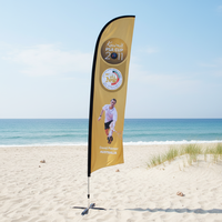 Drapeau de plage publicitaire extérieur robuste de 4,5 m en forme de couteau, avec mât, idéal pour les activités de parc et de carnaval – Direct Usine