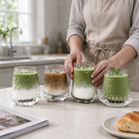 Ensemble de verres à eau en cristal taillé au diamant, 300 ml, sans plomb, texturés, empilables, pour les fêtes, les mariages, les cadeaux et les réceptions