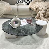 Table basse centrale en verre ondulé rond au design moderne, très vendue, pour salon