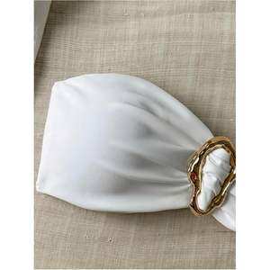 Haut de bikini bandeau personnalisé pour femme, sans bretelles, à nouer dans le dos, en Spandex et Nylon extensible blanc - Product Image 2