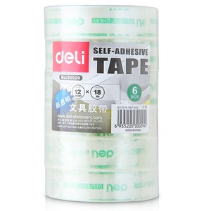 Deli Self Adhesive Tape 12mm X 18m Transparent Stationery Office Use 6 Pcs Per Pack - Product Image 1