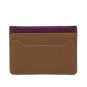 Zenos Custom Slim Cross-stripe Minimalist England Genuine Leather Card <b>Holder</b> for Men Saffiano PU Card Slots for <b>ID</b> Credit Card - Product Image 1