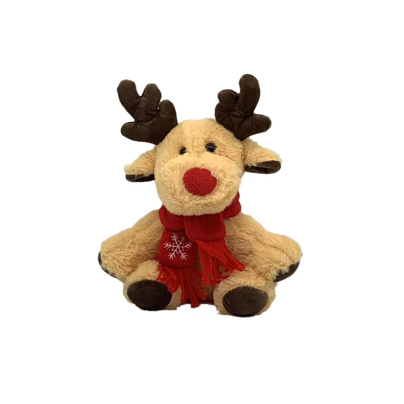 Christmas soft cartoon cute Heat Transfer Logo reindeer plush toys scarf party Decorative doll gifts