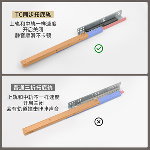 Three Section <b>Drawer</b> <b>Slides</b> 36 In Full Extension Cold Rolled Steel With Damping For Cabinet Furniture - Product Image 5