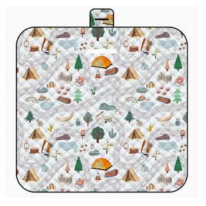 Oem Portable Classic Plaid Quilted Picnic <b>Mat</b> With Matching Tote Bag Waterproof Foldable <b>Outdoor</b> Blanket - Product Image 1