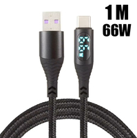 PD 100W 66W Nylon Tressé USB-Type C LED Affichage Chargeur Câble de Données 5A Charge Rapide PVC Veste USB C Téléphone Câble De Charge Rapide