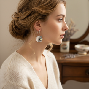 Round Shape White <b>Opal</b> Stone Vintage Hook <b>Earrings</b> Handcrafted Wholesale 925 Sterling Silver Jewelry - Product Image 3