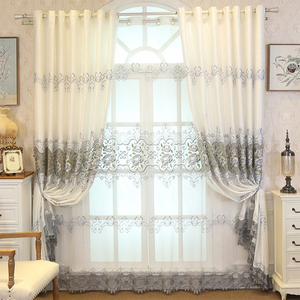 Europa lujo sólido hilo blanco Rosa patrón cortina ventana tul bordado cortinas para la ventana de la sala de estar - Product Image 3