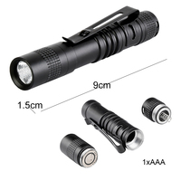 Mini lampe torche LED super lumineuse, piles AAA, étanche, format stylo, zoom réglable